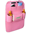 Pink multi-pocket car seat organizer bag with side pouches and front compartment