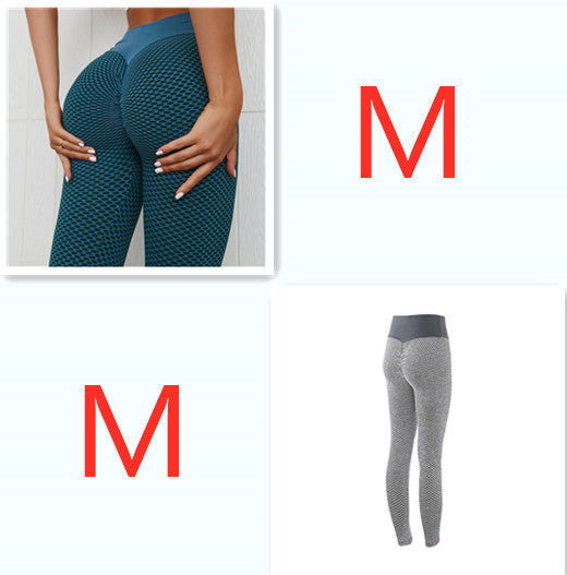 Teal seamless high-waist leggings, size M shown with grey leggings