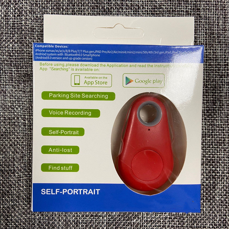 Self-portrait anti-lost Bluetooth tracker kit box with red key fob
