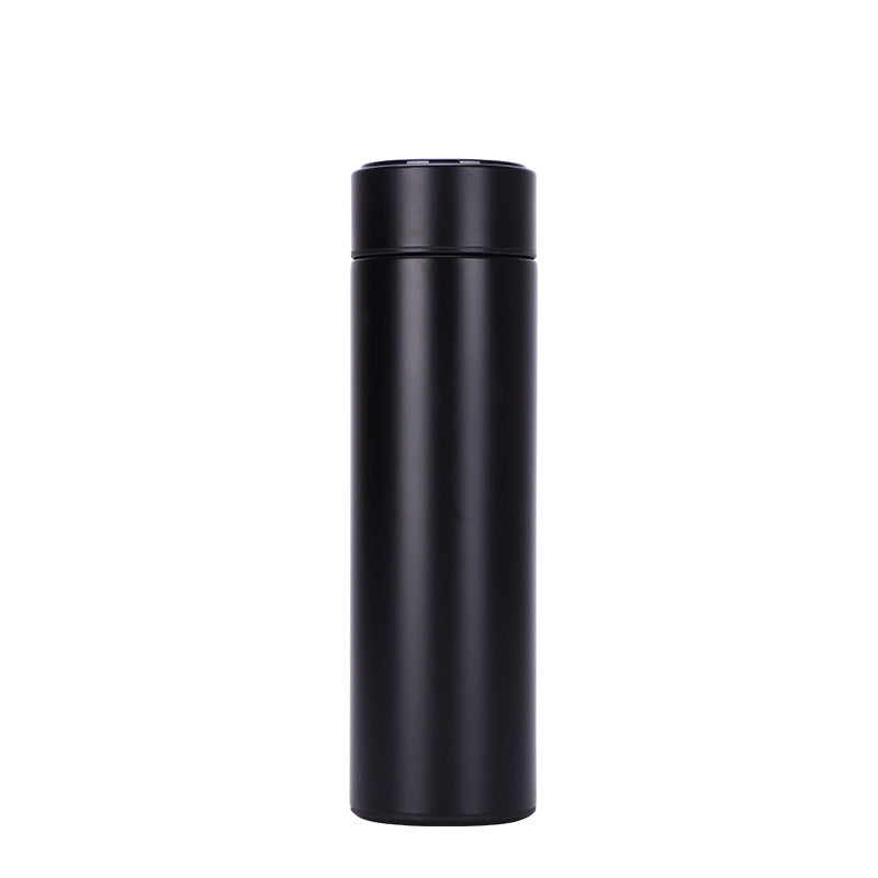 Black insulated stainless steel vacuum bottle with seamless cylindrical finish