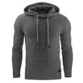 Men's textured hoodie in dark gray, drawstring hood and front pocket