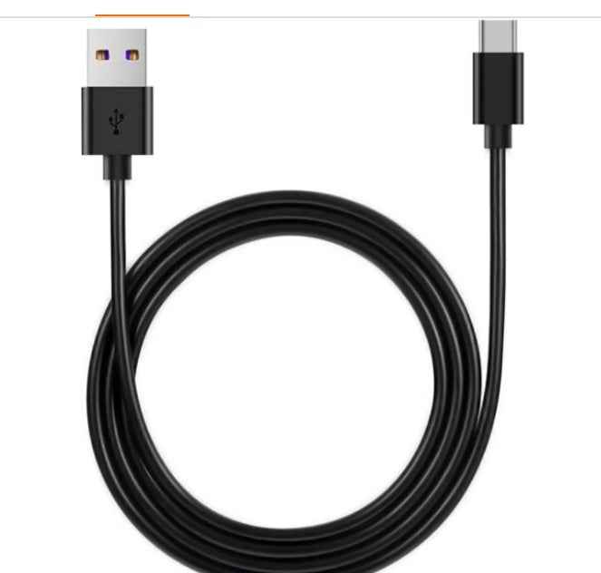 Black charging data cable with USB connectors