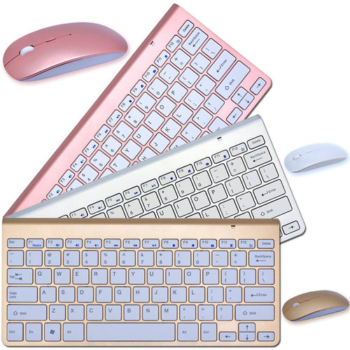 Rose gold wireless mini keyboard and matching mouse set