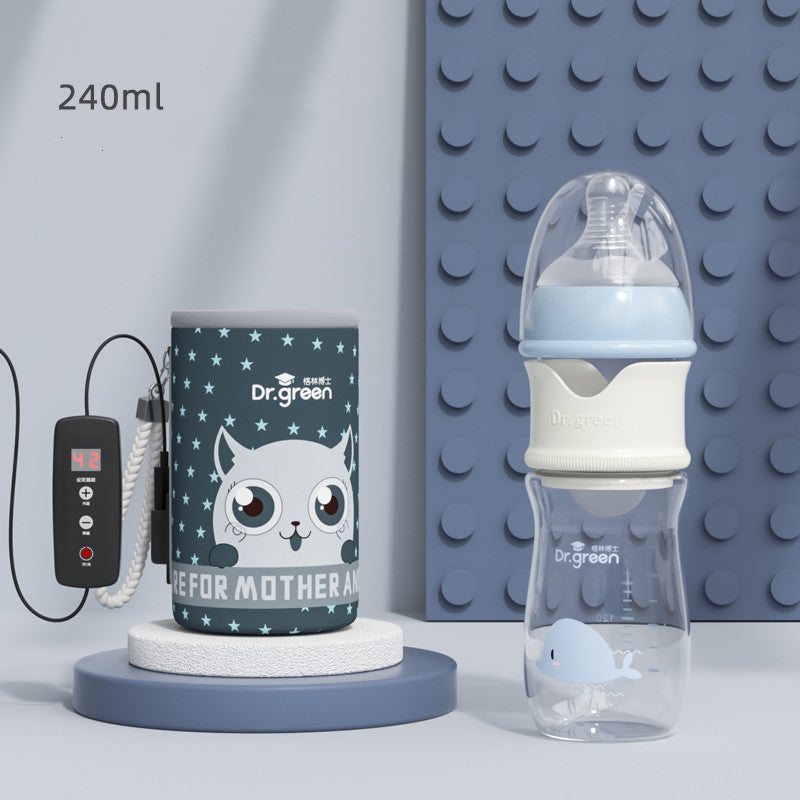 Newborn smart thermal bottle, 240ml Tritan blue, with charging device and display