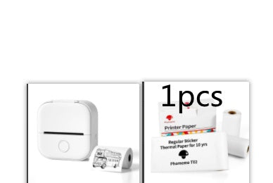 Mini thermal label printer set with 1pcs thermal paper, white printer