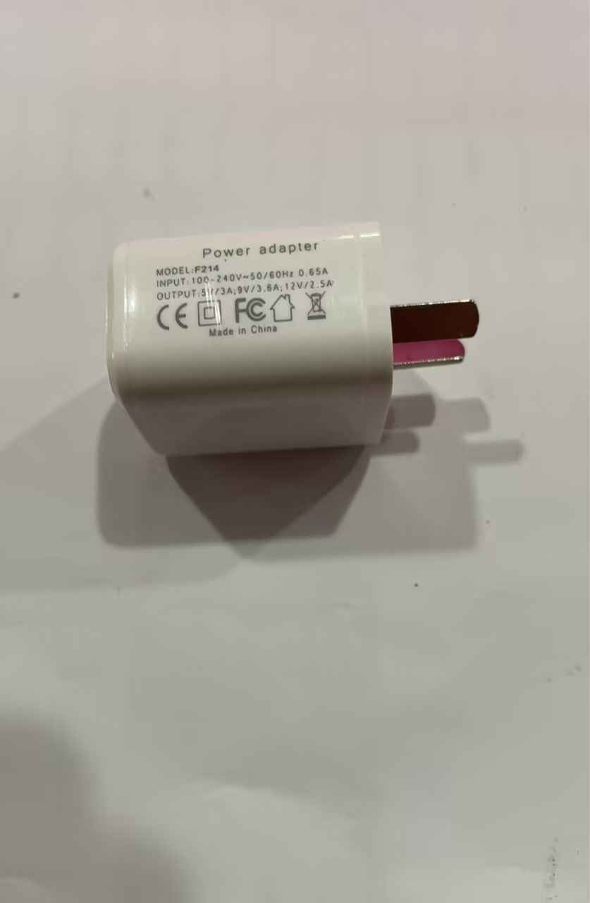 White power adapter with two-pin plug