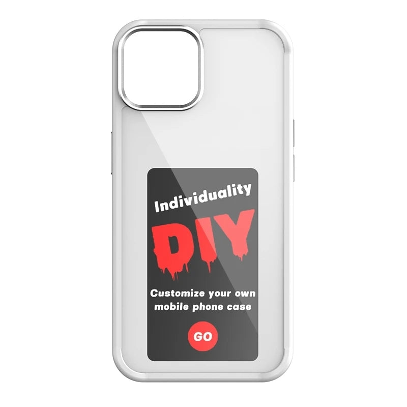 White phone case with arched cutout and DIY graphic