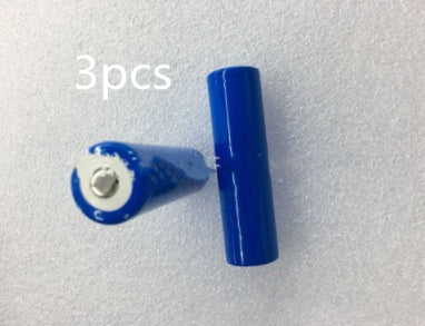 Three blue wall anchors and screws for video doorbell installation